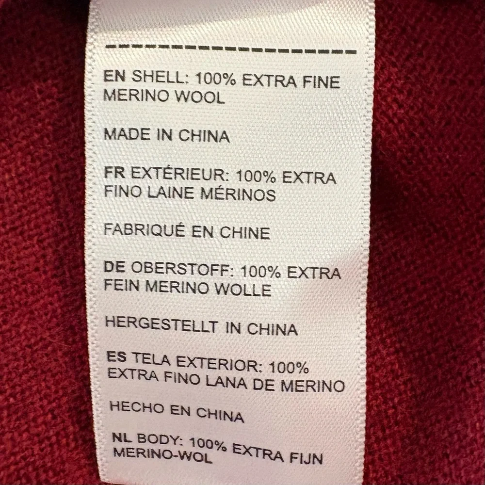 UNTUCKit 'Belguardo' Red 100% Extra Fine Merino Wool 1/4 Zip Sweater Men XL - Picture 11 of 12